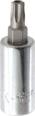 SK - 1/4" Drive, T27 Torx Bit Socket - 1-3/4" OAL, Tamper Resistant - Industrial Tool & Supply