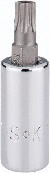 SK - 1/4" Drive, T30 Torx Bit Socket - 1-3/4" OAL, Tamper Resistant - Industrial Tool & Supply