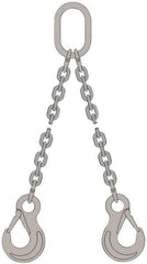 Pewag - 5' Long, 1,900 Lb Basket Capacity, 1,900 Lb Vertical Capacity, Stainless Steel Web Sling - DOS Chain Sling, 3/16" Diam Chain, Bright Polish, with 2 Sling Hooks & Master Link - Industrial Tool & Supply