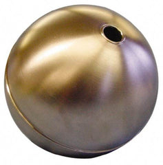 Made in USA - 8" Diam, Spherical, Tubed Through Connection, Metal Float - 3/8" Rod Thread, Stainless Steel, 450 Max psi, 20 Gauge - Industrial Tool & Supply