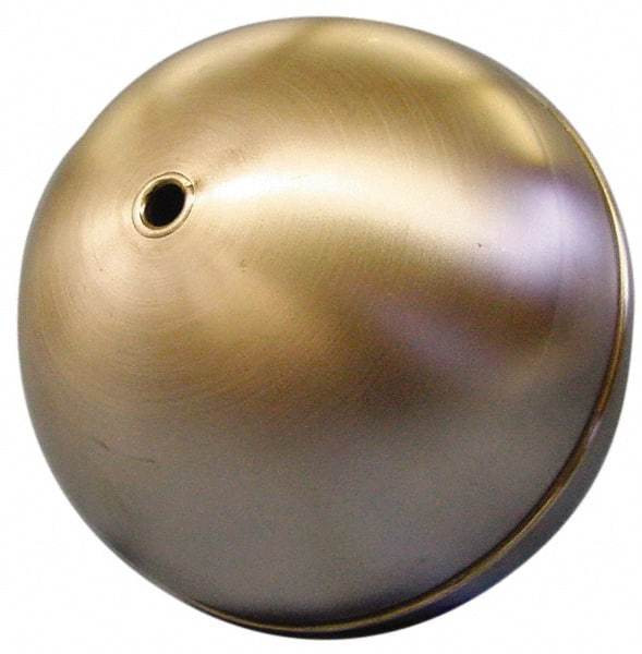 Made in USA - 2" Diam, Spherical, Tubed Through Connection, Metal Float - 1/4" Rod Thread, Stainless Steel, 850 Max psi, 26 Gauge - Industrial Tool & Supply