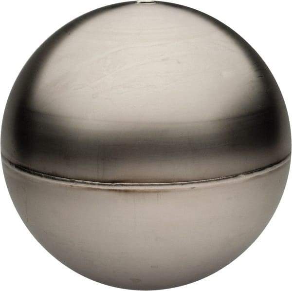 Made in USA - 2" Diam, Spherical, Tubed Through Connection, Metal Float - 1/4" Rod Thread, Stainless Steel, 850 Max psi, 26 Gauge - Industrial Tool & Supply