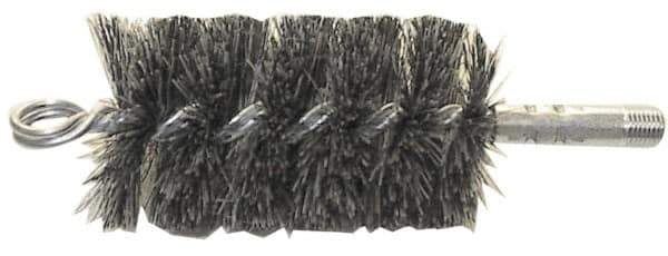 Schaefer Brush - 4-1/2" Brush Length, 3-1/2" Diam, Fiber Single Stem, Single Spiral Tube Brush - 8" Long, Tampico Fibre, 1/4" NPSM Male Connection - Industrial Tool & Supply