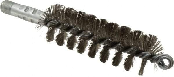 Schaefer Brush - 4-1/2" Brush Length, 1-1/2" Diam, Double Stem, Single Spiral Tube Brush - 7-1/4" Long, Stainless Steel, 1/4" NPSM Male Connection - Industrial Tool & Supply