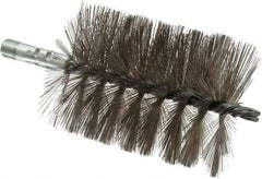Schaefer Brush - 4-1/2" Brush Length, 3-1/2" Diam, Double Stem, Single Spiral Tube Brush - 7-1/4" Long, Stainless Steel, 1/4" NPSM Male Connection - Industrial Tool & Supply