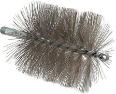 Schaefer Brush - 4-1/2" Brush Length, 4-1/2" Diam, Double Stem, Single Spiral Tube Brush - 7-1/4" Long, Stainless Steel, 1/4" NPSM Male Connection - Industrial Tool & Supply