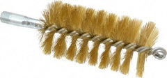 Schaefer Brush - 4-1/2" Brush Length, 2-1/4" Diam, Double Stem, Single Spiral Tube Brush - 8" Long, Brass, 1/4" NPSM Male Connection - Industrial Tool & Supply