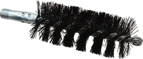 Schaefer Brush - 5" Brush Length, 2" Diam, Nylon Single Stem, Single Spiral Tube Brush - 7-1/4" Long, Nylon, 1/4" NPSM Male Connection - Industrial Tool & Supply