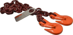 Pewag - 5' Long, 7,100 Lb Basket Capacity, 7,100 Lb Vertical Capacity, Alloy Steel Web Sling - SGG Chain Sling, 3/8" Diam Chain, Silver (Color), with 2 Grab Hooks - Industrial Tool & Supply