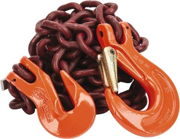 Pewag - 10' Long, 7,100 Lb Basket Capacity, 7,100 Lb Vertical Capacity, Alloy Steel Web Sling - SSG Chain Sling, 3/8" Diam Chain, Silver (Color), with Grab Hook & Sling Hook - Industrial Tool & Supply