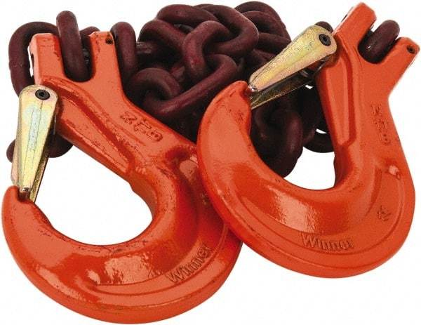 Pewag - 5' Long, 7,100 Lb Basket Capacity, 7,100 Lb Vertical Capacity, Alloy Steel Web Sling - SSS Chain Sling, 3/8" Diam Chain, Silver (Color), with 2 Sling Hooks - Industrial Tool & Supply