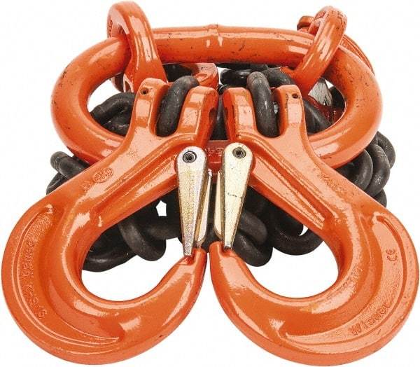 Pewag - 5' Long, 20,800 Lb Basket Capacity, 20,800 Lb Vertical Capacity, Alloy Steel Web Sling - DOS Chain Sling, 1/2" Diam Chain, Silver (Color), with 2 Sling Hooks & Master Link - Industrial Tool & Supply