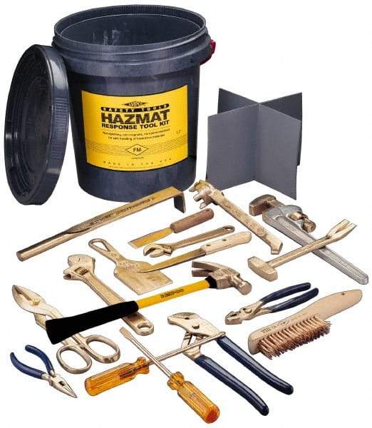 Ampco - 17 Piece Hazmat Response Tool Kit - Comes in Tool Bucket - Industrial Tool & Supply