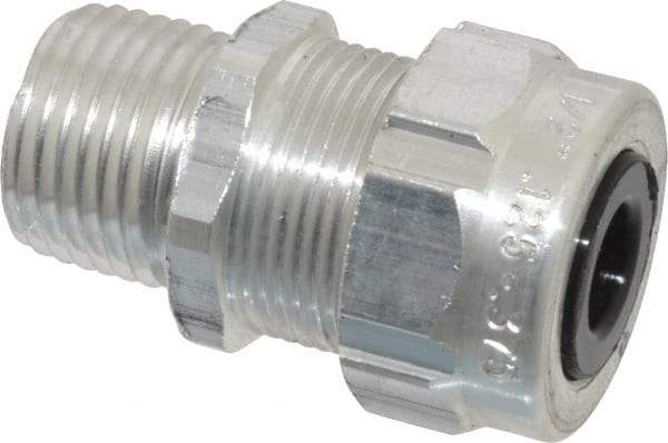 Thomas & Betts - 1/8 to 3/8" Cable Capacity, Liquidtight, Straight Strain Relief Cord Grip - 1/2 Thread, 1-3/4" Long, Aluminum - Industrial Tool & Supply