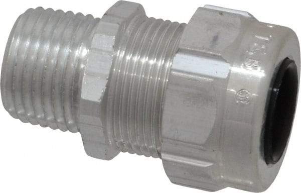 Thomas & Betts - 0.31 to 0.56" Cable Capacity, Liquidtight, Straight Strain Relief Cord Grip - 1/2 Thread, 1-3/4" Long, Aluminum - Industrial Tool & Supply