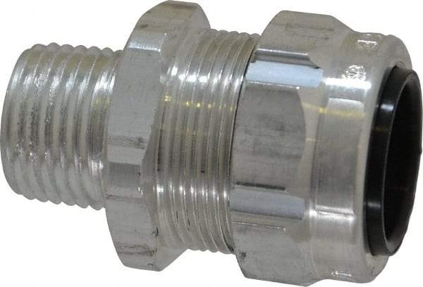 Thomas & Betts - 1/2 to 3/4" Cable Capacity, Liquidtight, Straight Strain Relief Cord Grip - 1/2 Thread, 1-3/4" Long, Aluminum - Industrial Tool & Supply