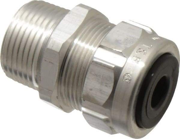 Thomas & Betts - 1/8 to 3/8" Cable Capacity, Liquidtight, Straight Strain Relief Cord Grip - 3/4 Thread, 1-25/32" Long, Aluminum - Industrial Tool & Supply