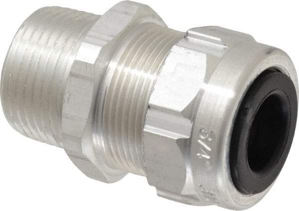 Thomas & Betts - 0.31 to 0.56" Cable Capacity, Liquidtight, Straight Strain Relief Cord Grip - 3/4 Thread, 1-25/32" Long, Aluminum - Industrial Tool & Supply