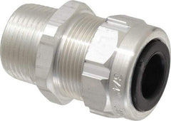 Thomas & Betts - 0.31 to 0.56" Cable Capacity, Liquidtight, Straight Strain Relief Cord Grip - 3/4 Thread, 1-25/32" Long, Aluminum - Industrial Tool & Supply