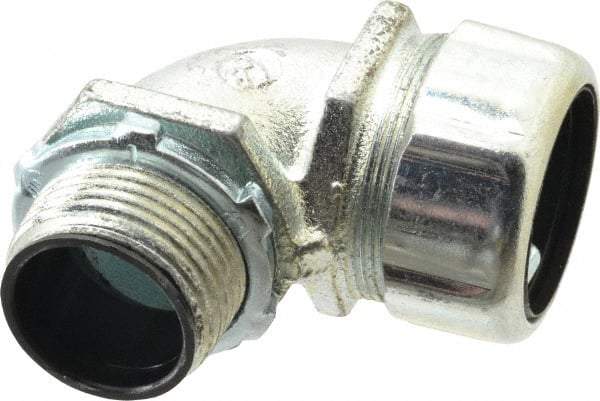 Thomas & Betts - 1" Trade, Steel Threaded Angled Liquidtight Conduit Connector - Insulated - Industrial Tool & Supply
