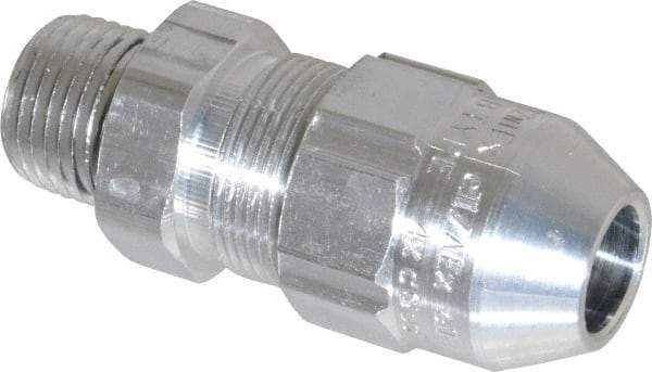 Thomas & Betts - 0.4 to 0.54" Cable Capacity, Class 1, Gas & Vapor Environments, Straight Strain Relief Cord Grip - 1/2 NPT Thread, Aluminum - Industrial Tool & Supply