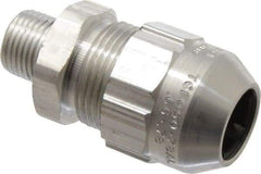 Thomas & Betts - 0.66 to 0.78" Cable Capacity, Class 1, Gas & Vapor Environments, Straight Strain Relief Cord Grip - 1/2 NPT Thread, Aluminum - Industrial Tool & Supply
