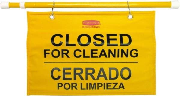 Rubbermaid - "Closed for Cleaning/Cerrado Por Limpieza", 13" Long, Pressure-Sensitive Vinyl Safety Sign - Rectangle, Use for Accident Prevention - Industrial Tool & Supply