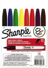 Sharpie - Assorted Colors Permanent Marker - Fine Felt Tip, AP Nontoxic Ink - Industrial Tool & Supply