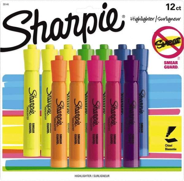 Sharpie - Assorted Colors, Highlighter - Chisel Tip, AP Nontoxic Ink - Industrial Tool & Supply