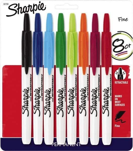 Sharpie - Assorted Colors, Permanent Marker - Retractable Fine Tip, AP Nontoxic Ink - Industrial Tool & Supply