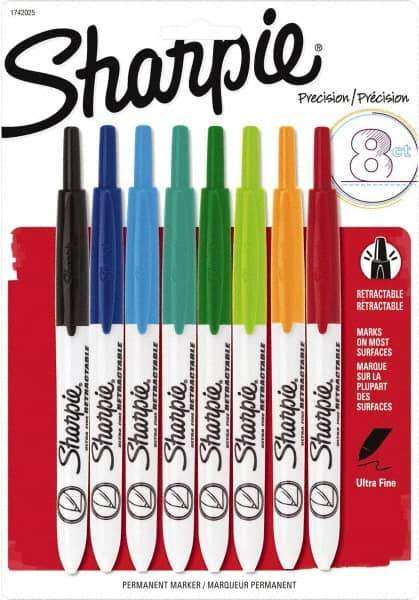 Sharpie - Assorted Colors, Permanent Marker - Retractable Ultra Fine Tip, AP Nontoxic Ink - Industrial Tool & Supply