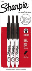 Sharpie - Black Permanent Marker - Retractable Ultra Fine Tip, AP Nontoxic Ink - Industrial Tool & Supply