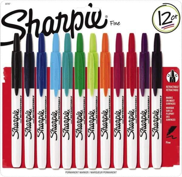 Sharpie - Assorted Colors, Permanent Marker - Retractable Fine Tip, AP Nontoxic Ink - Industrial Tool & Supply