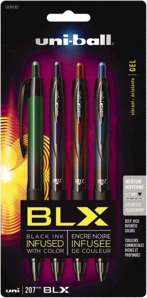 Uni-Ball - 0.7mm Retractable Pen - Blue & Black, Green & Black, Purple & Black, Red & Black - Industrial Tool & Supply