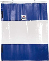 TMI, LLC - 24' Door Width x 12' Door Height PVC Solid with Vision Panel (Style) Industrial Curtain Kit - Blue/Clear - Industrial Tool & Supply