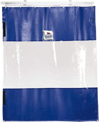 TMI, LLC - 24' Door Width x 8' Door Height PVC Solid with Vision Panel (Style) Industrial Curtain Kit - Blue/Clear - Industrial Tool & Supply