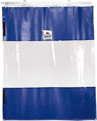TMI, LLC - 12' Door Width x 10' Door Height PVC Solid with Vision Panel (Style) Industrial Curtain Kit - Blue/Clear - Industrial Tool & Supply