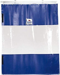 TMI, LLC - 12' Door Width x 8' Door Height PVC Solid with Vision Panel (Style) Industrial Curtain Kit - Blue/Clear - Industrial Tool & Supply