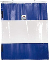 TMI, LLC - 6' Door Width x 12' Door Height PVC Solid with Vision Panel (Style) Industrial Curtain Kit - Blue/Clear - Industrial Tool & Supply