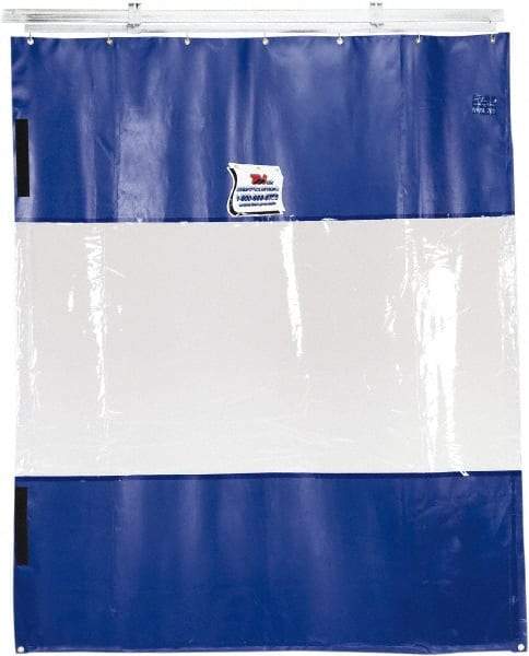 TMI, LLC - 6' Door Width x 10' Door Height PVC Solid with Vision Panel (Style) Industrial Curtain Kit - Blue/Clear - Industrial Tool & Supply