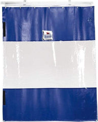 TMI, LLC - 6' Door Width x 8' Door Height PVC Solid with Vision Panel (Style) Industrial Curtain Kit - Blue/Clear - Industrial Tool & Supply
