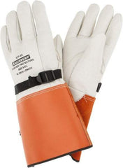 Salisbury by Honeywell - Class 0, Size L (8), 14" Long, Cowhide Leather Protector - Tan/Orange - Industrial Tool & Supply
