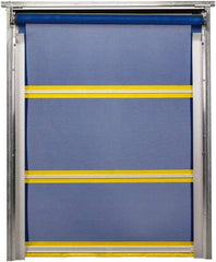 TMI, LLC - 8' Door Width x 8' Door Height PVC Mesh Bug Screen & In-Tube Motorized (Style) Roll Up Dock Screen - Blue/Yellow - Industrial Tool & Supply