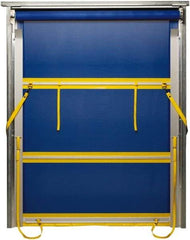 TMI, LLC - 10' Door Width x 10' Door Height PVC Mesh Bug Screen & Spring Loaded Manuel (Style) Roll Up Dock Screen - Blue/Yellow - Industrial Tool & Supply