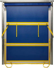 TMI, LLC - 10' Door Width x 12' Door Height PVC Mesh Bug Screen & Spring Loaded Manuel (Style) Roll Up Dock Screen - Blue/Yellow - Industrial Tool & Supply