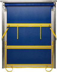 TMI, LLC - 8' Door Width x 10' Door Height PVC Mesh Bug Screen & Spring Loaded Manuel (Style) Roll Up Dock Screen - Blue/Yellow - Industrial Tool & Supply