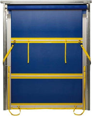 TMI, LLC - 6' Door Width x 8' Door Height PVC Mesh Bug Screen & Spring Loaded Manuel (Style) Roll Up Dock Screen - Blue/Yellow - Industrial Tool & Supply