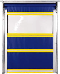 TMI, LLC - 8' Door Width x 8' Door Height PVC Solid with Vision Panel & In-Tube Motorized (Style) Roll Up Dock Screen - Blue/Yellow/Clear - Industrial Tool & Supply
