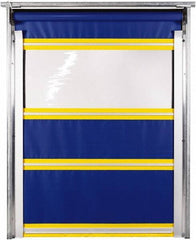 TMI, LLC - 8' Door Width x 10' Door Height PVC Solid with Vision Panel & In-Tube Motorized (Style) Roll Up Dock Screen - Blue/Yellow/Clear - Industrial Tool & Supply