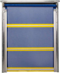 TMI, LLC - 10' Door Width x 10' Door Height PVC Mesh Bug Screen & In-Tube Motorized (Style) Roll Up Dock Screen - Blue/Yellow - Industrial Tool & Supply